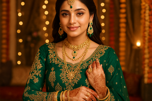 Woman wearing artificial jewellery at a Pakistani wedding – fashion jewellery Pakistan styling tips