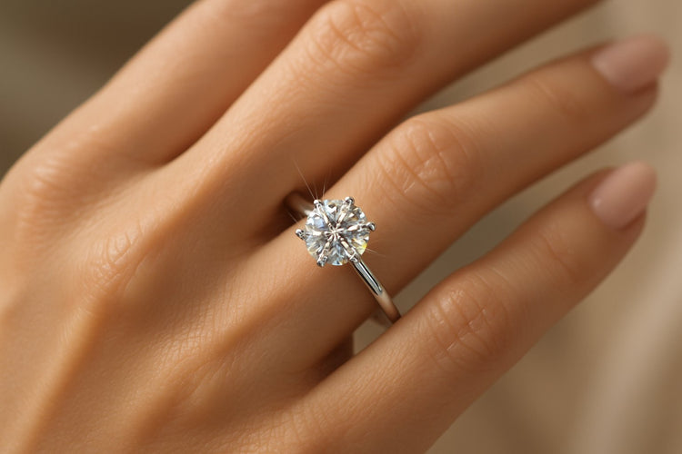 moissanite solitaire ring for women in Pakistan, shiny moissanite gift ring