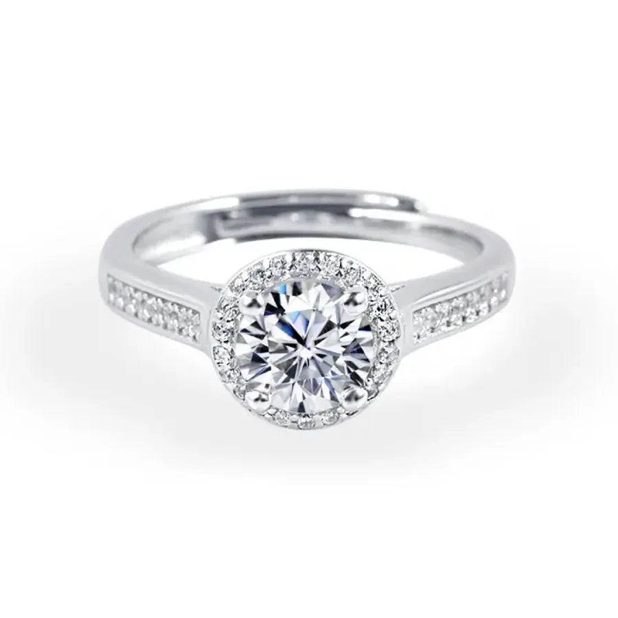 Side view of MD-E1 Moissanite Ring in S925 silver with adjustable band for a perfect fit – artificial jewellery online in Pakistan.