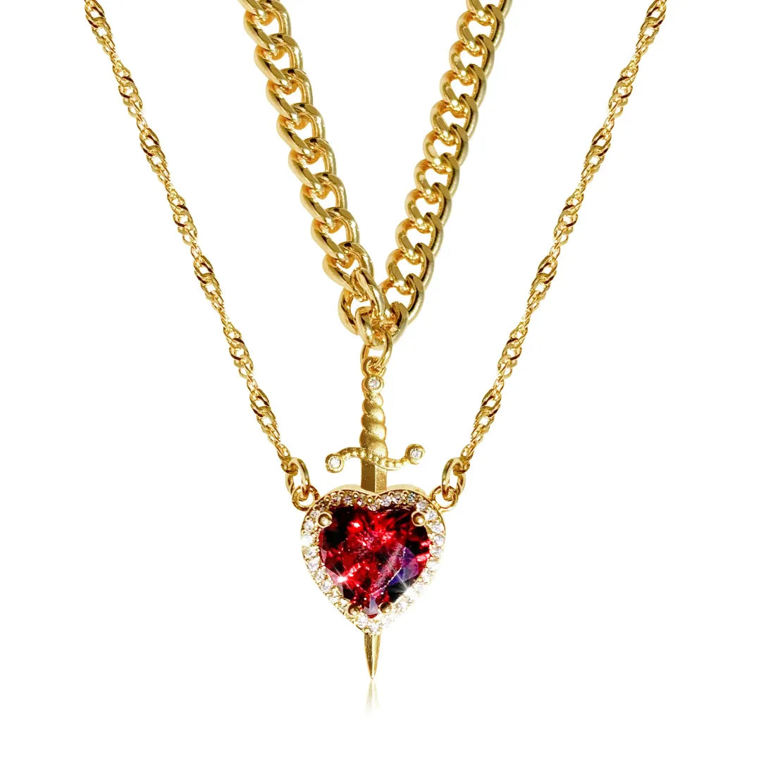 Heart and Sword Necklace Set in premium packaging – Romantic Couple Jewelry from Artificial Jewellery Online in Pakistan