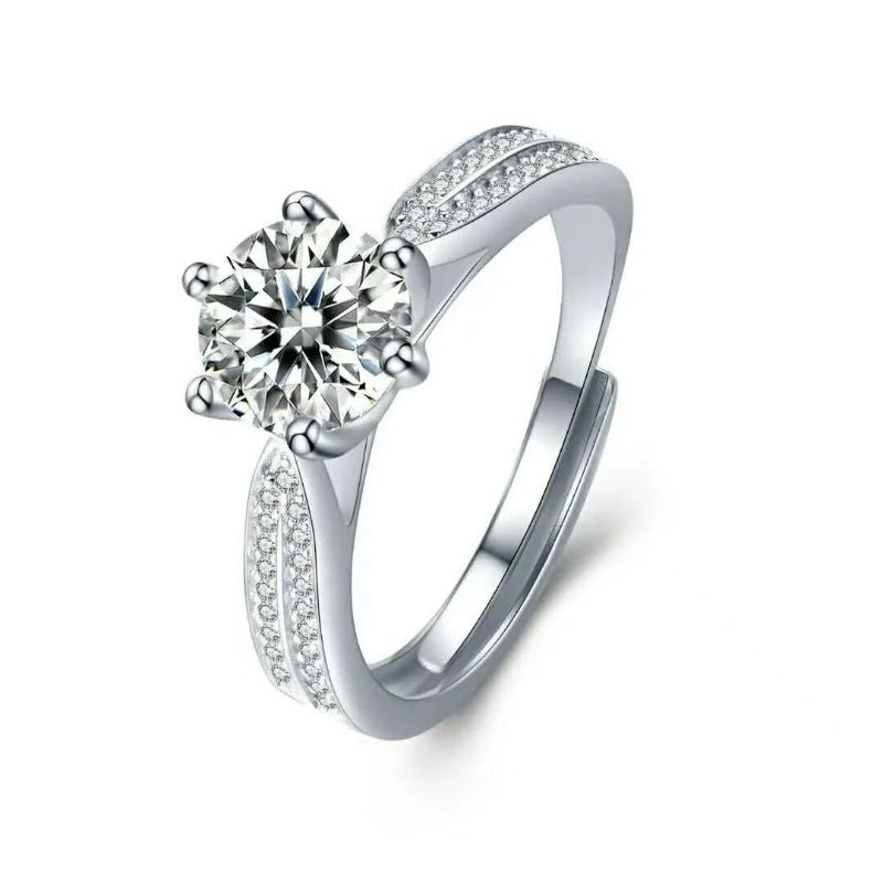 MD-E4 Moissanite Ring in S925 Silver with a brilliant center stone – premium artificial jewellery online in Pakistan
