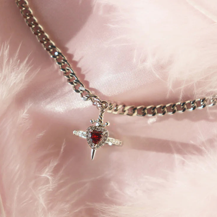 Symbolic Heart Ring & Sword Bracelet on jewelry display – Shop now at Artificial Jewellery Online in Pakistan