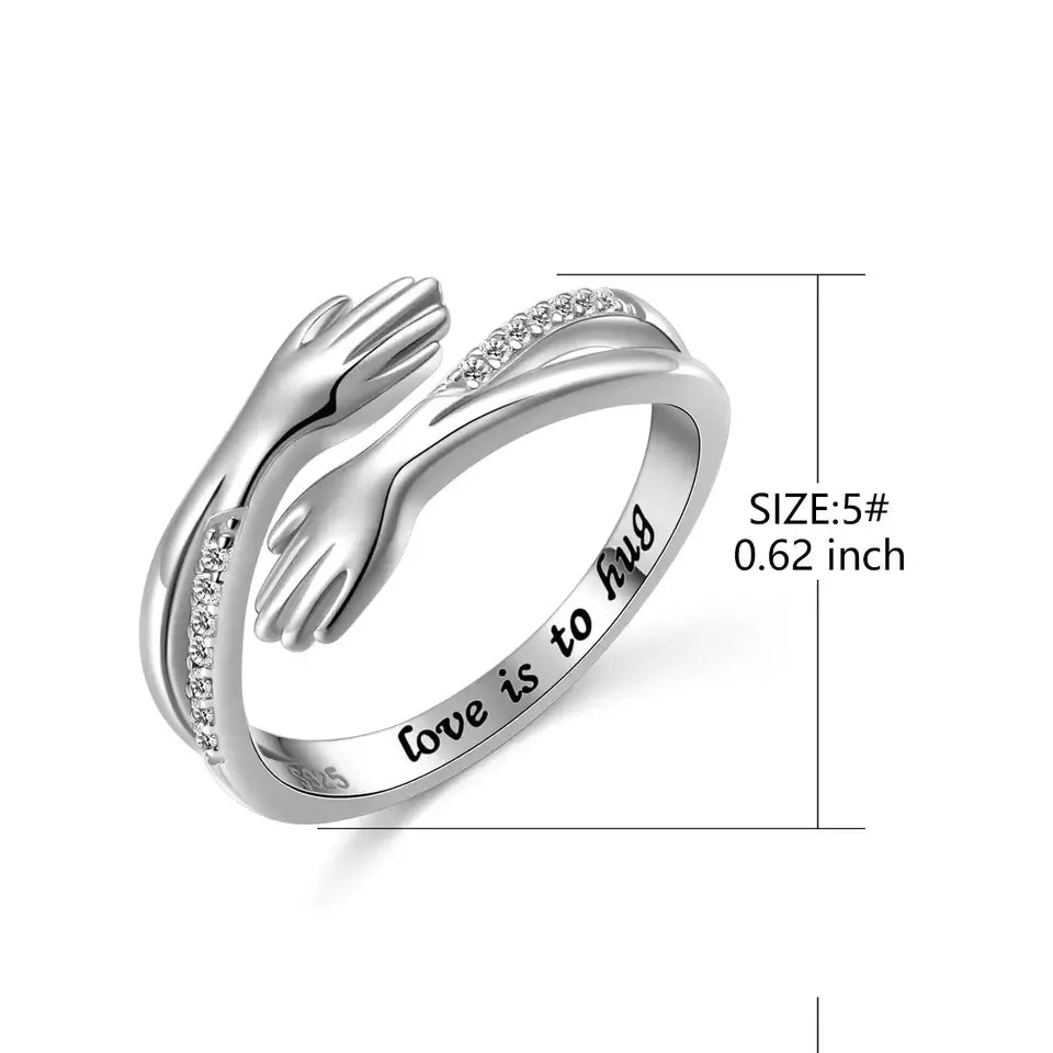 Close-up of Embrace of Love hug ring design – Eva & Esh artificial jewellery for Pakistani women