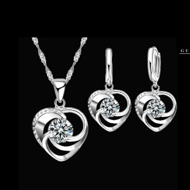 Radiant Elegance: Exquisite Sterling Silver Jewelry Set for Women