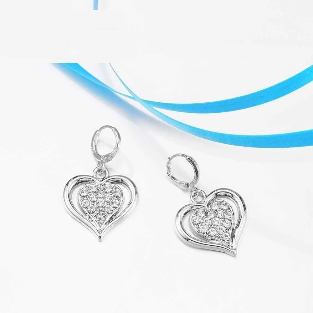 Heart 925 Silver Jewelry Set - Earrings
