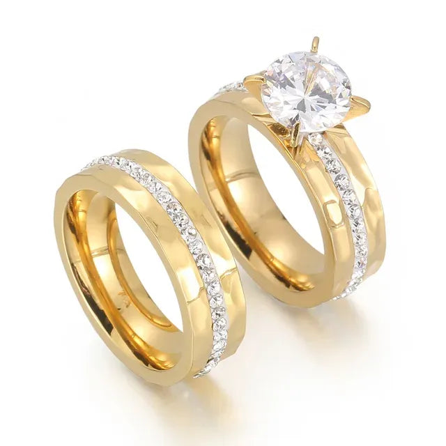 Timeless Love Couple Ring Set from the best jewelry store online in Pakistan – stainless steel matching rings for couples.