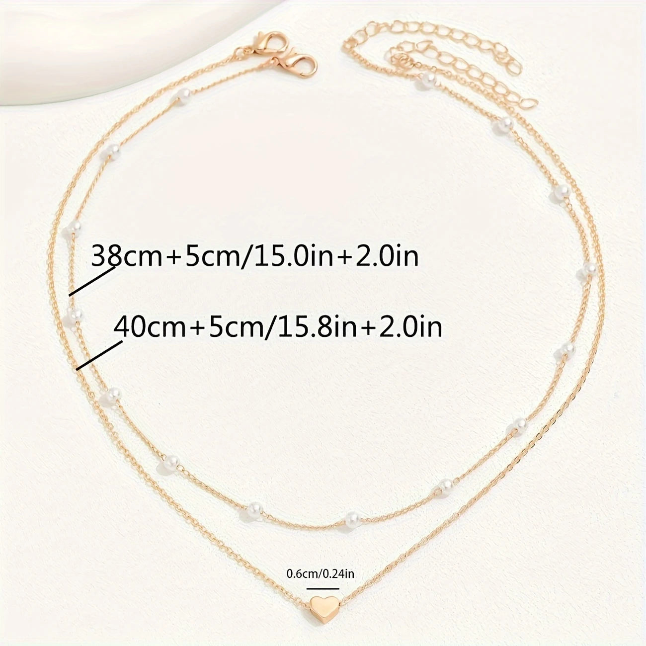 Two layered necklaces with measurements on a white background - Affordable Artificial jewellery in pakistan