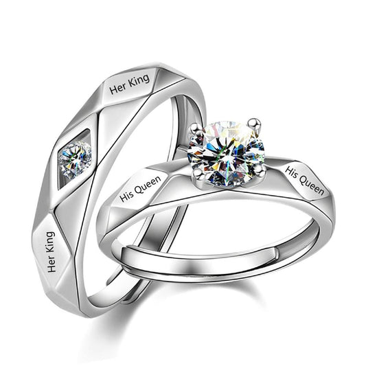 His Queen Her King couple rings set made of brass and zircon, perfect gift for couples – Artificial Jewellery Online in Pakistan