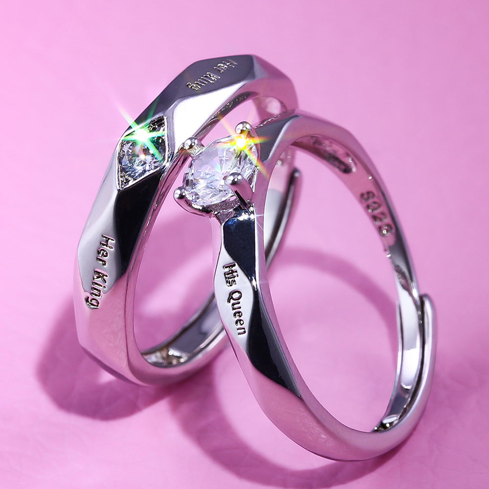 His Queen Her King couple rings set made of brass and zircon, perfect gift for couples 2 – Artificial Jewellery Online in Pakistan