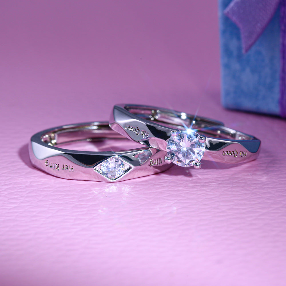 His Queen Her King couple rings set made of brass and zircon, perfect gift for couples 1 – Artificial Jewellery Online in Pakistan