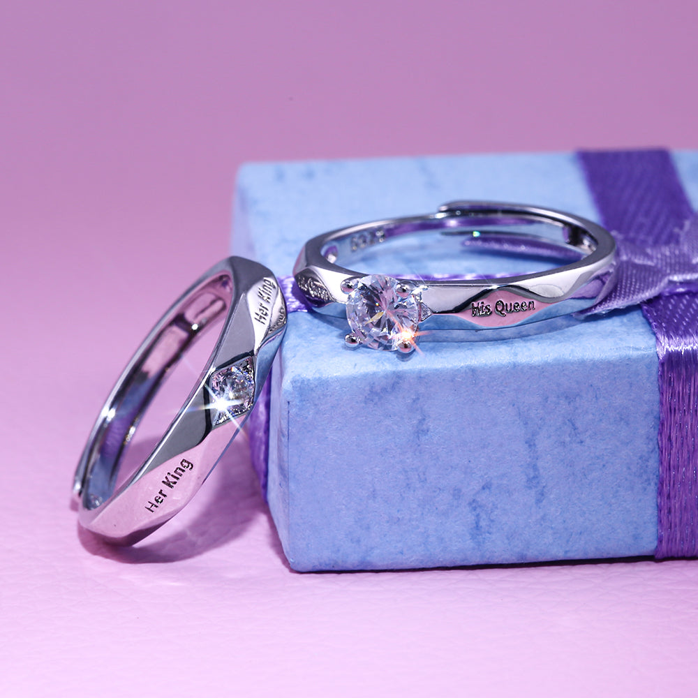 His Queen Her King couple rings set made of brass and zircon, perfect gift for couples 3 – Artificial Jewellery Online in Pakistan