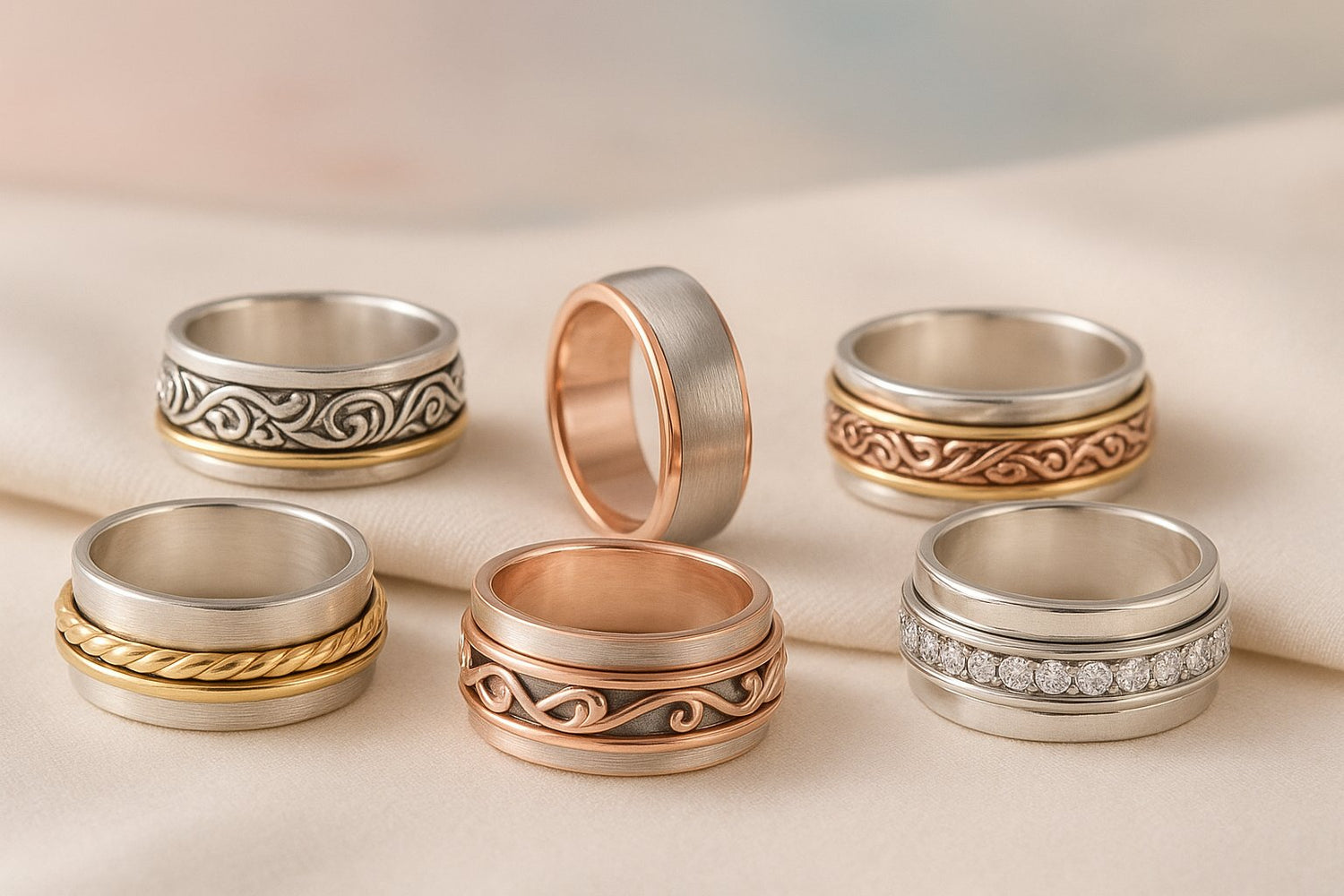 Discover Spinner Rings Pakistan – Stylish anxiety, fidget, and stress relief rings for women, available online at Eva & Esh