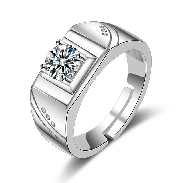 Classic Round Cut Wedding Band Ring for Men in brass and zircon with adjustable size – Artificial Jewellery Online in Pakistan