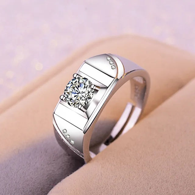 Classic Round Cut Wedding Band Ring for Men in brass and zircon with adjustable size – Artificial Jewellery Online in Pakistan - 1