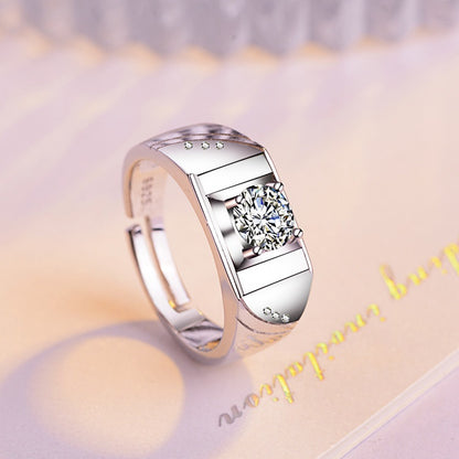 Classic Round Cut Wedding Band Ring for Men in brass and zircon with adjustable size – Artificial Jewellery Online in Pakistan - 2