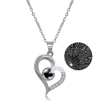 Side view of the romantic projection necklace showing elegant detailing – stylish artificial jewellery online in Pakistan - Silver