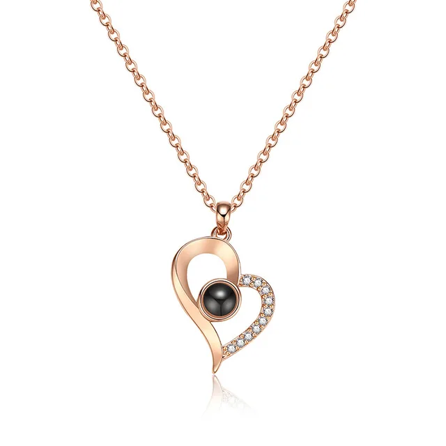 Close-up of the 100 Ways to Say 'I Love You' necklace with heart-shaped pendant – trending artificial jewellery online in Pakistan.