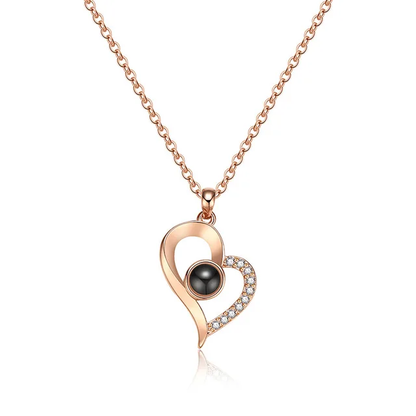 Close-up of the 100 Ways to Say 'I Love You' necklace with heart-shaped pendant – trending artificial jewellery online in Pakistan.