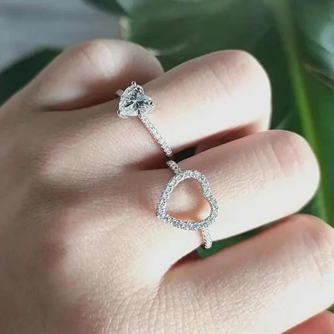 Stackable Heart Ring Set – Dainty & Elegant Rings for Women, available at Eva & Esh – Artificial Jewellery Online in Pakistan