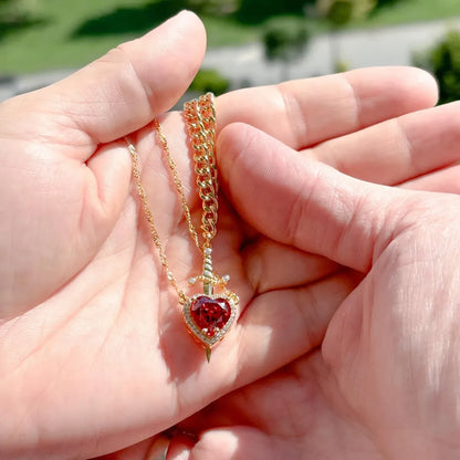 Stylish couple wearing Heart and Sword Necklace Set – featured in Artificial Jewellery Online in Pakistan