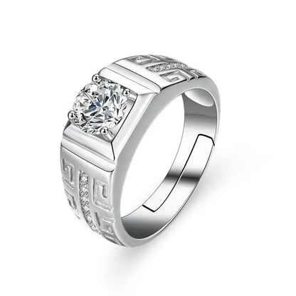Close-up of MD-E5 Moissanite Ring in S925 Silver Ring for Men highlighting the fine craftsmanship and clarity.