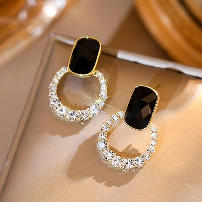 Black cubic zirconia stud earrings – elegant design at affordable artificial jewellery store in Pakistan