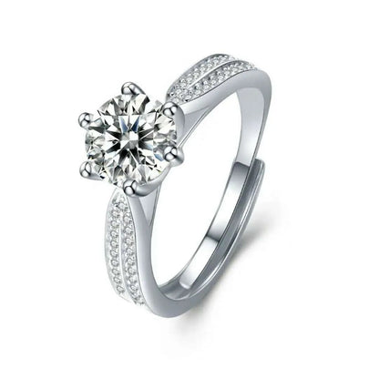 MD-E4 Moissanite Ring in S925 Silver with a brilliant center stone – premium artificial jewellery online in Pakistan