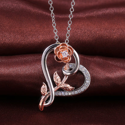 Elegant rose flower necklace on display stand – Artificial Jewellery Online in Pakistan