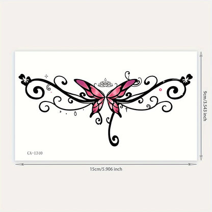 Pink & Black Butterfly Tattoo Sticker – Fashionable Temporary Body Art for Women Wearing Affordable Artificial Jewellery in Pakistan