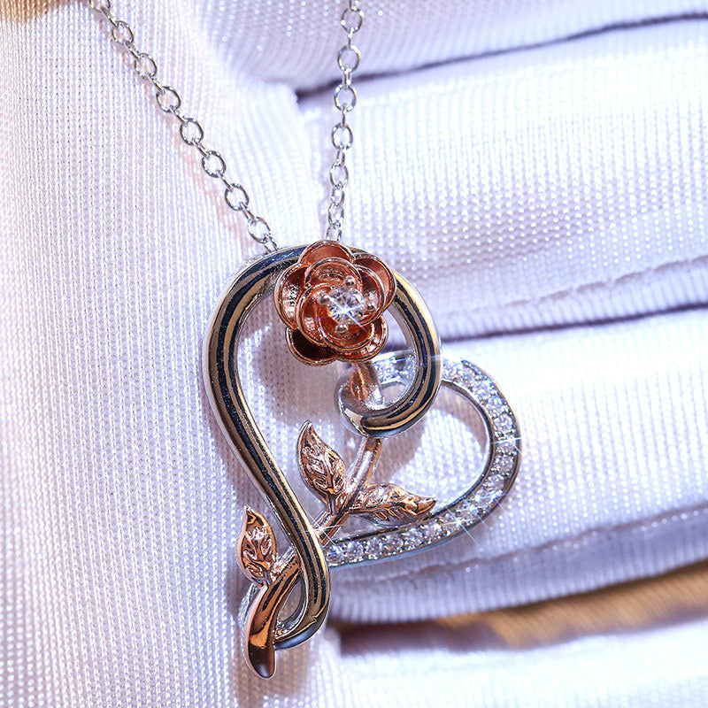 Front view of Enchanting Rose Flower Necklace – Artificial Jewellery Online in Pakistan