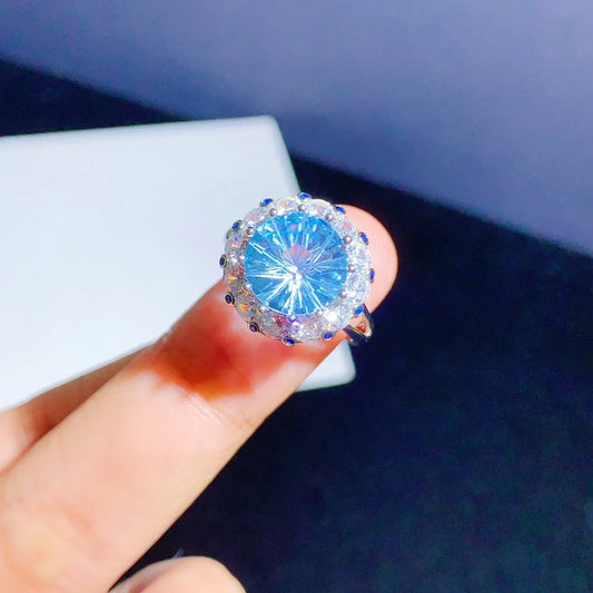 Front view of 5 Carat Sky Blue Topaz Ring in 925 silver – Best Jewelry Store Online in Pakistan