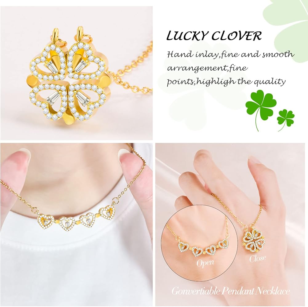 four leaf clover magnetic necklace