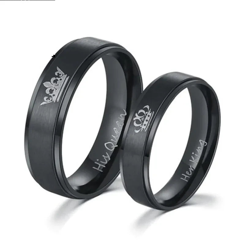 Stainless Steel King & Queen Couple Rings 