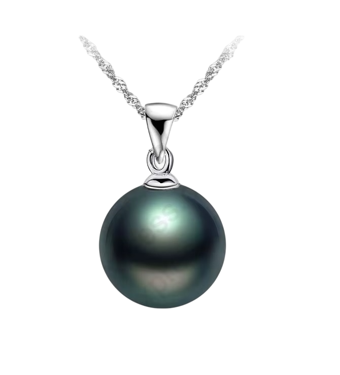 Stunning Black Round Pearl 925 Silver Jewelry Set – Elegant & Timeless