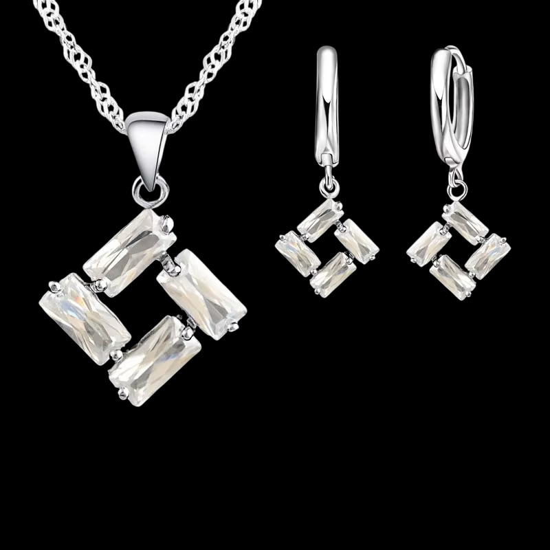 Stylish Brick 925 Silver Jewelry Set – Modern & Elegant