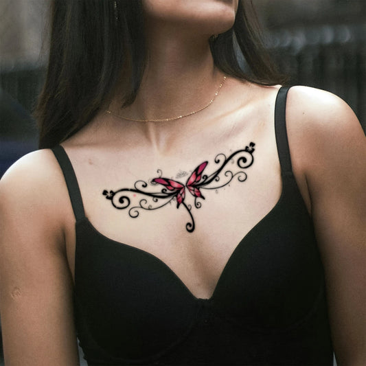 Chic Dark & Pink Butterfly Tattoo Sticker – Stylish Temporary Tattoo with Affordable Artificial Jewellery in Pakistan