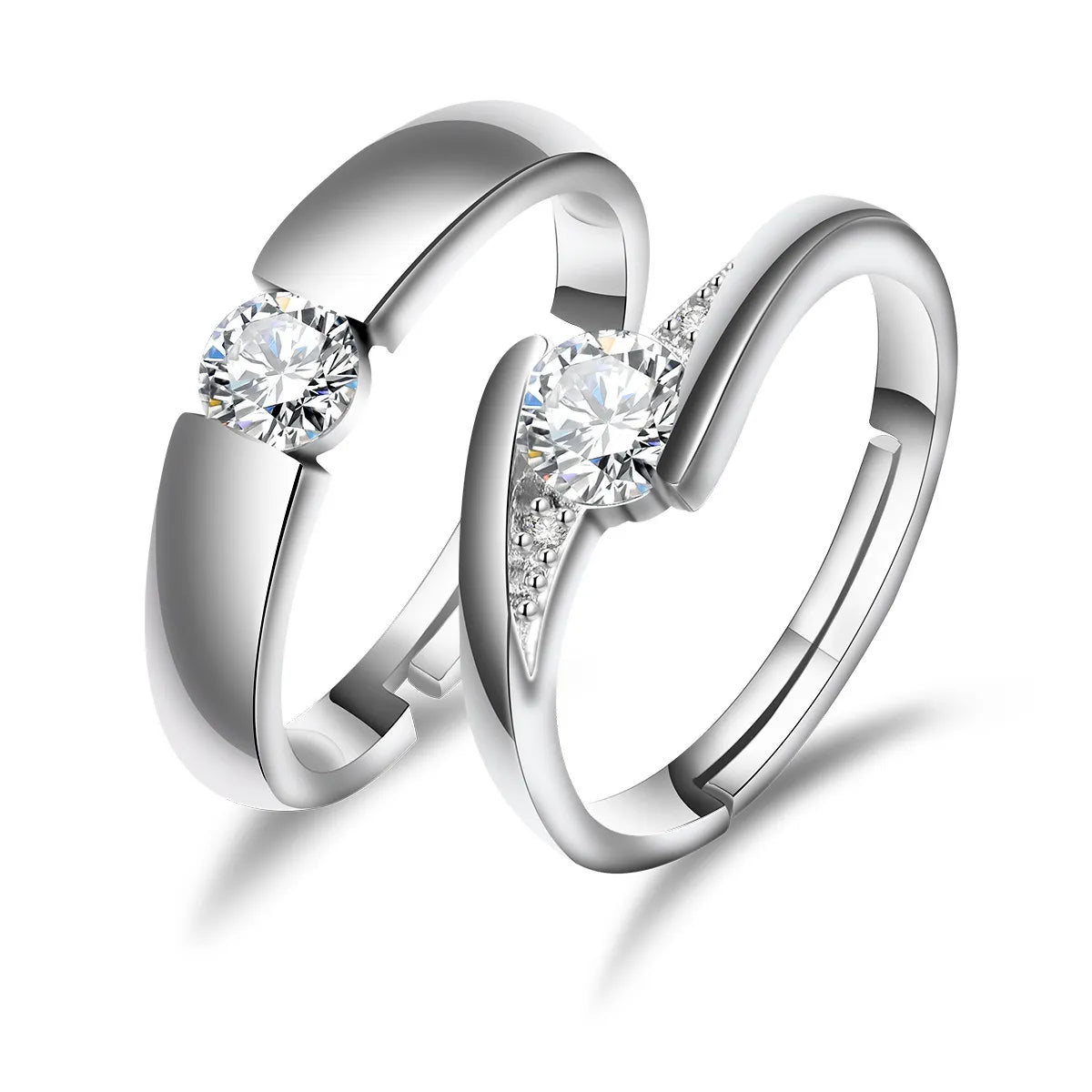 Classic zircon couple rings set with adjustable design – affordable artificial jewellery in Pakistan
