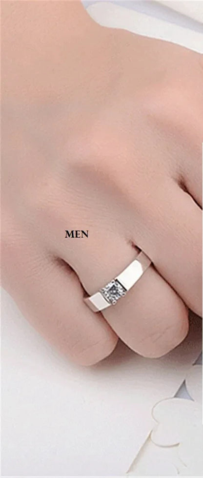 Stunning Silver Zircon Couple Rings 2 – Elegant Symbols of Love and Commitment