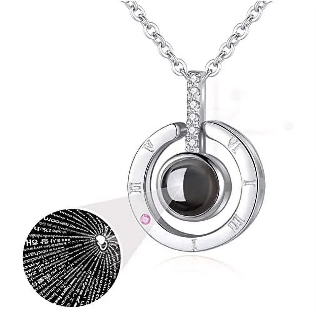 I Love You in 100 Languages Round Projection Necklace silver 1 – Elegant artificial jewellery online in Pakistan at Eva & Esh.