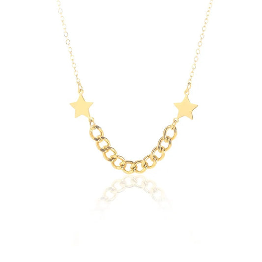 Close-up of trendy gold titanium star pendant on chain – necklace for women, Artificial Jewellery Online in Pakistan