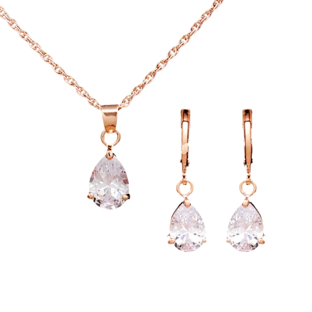 Elegant Cubic Zirconia Gold Plated Jewelry Set – Timeless Sparkle & Luxury