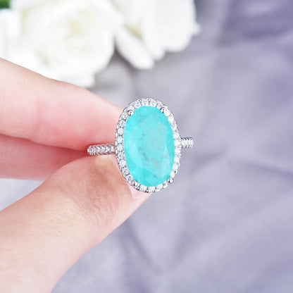 Side angle of adjustable Paraiba gemstone ring with lab diamonds – Best Jewelry Store Online in Pakistan