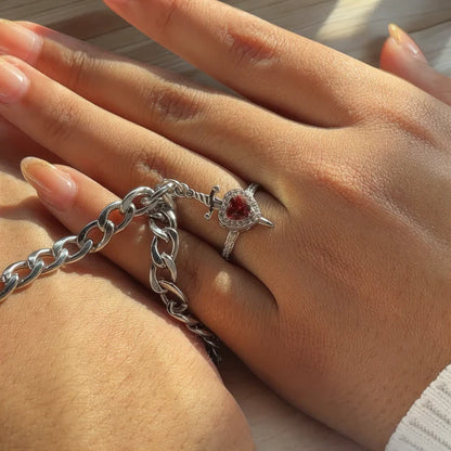 Close-up of Heart Ring and Sword Bracelet design symbolizing love and protection – Available at Artificial Jewellery Online in Pakistan