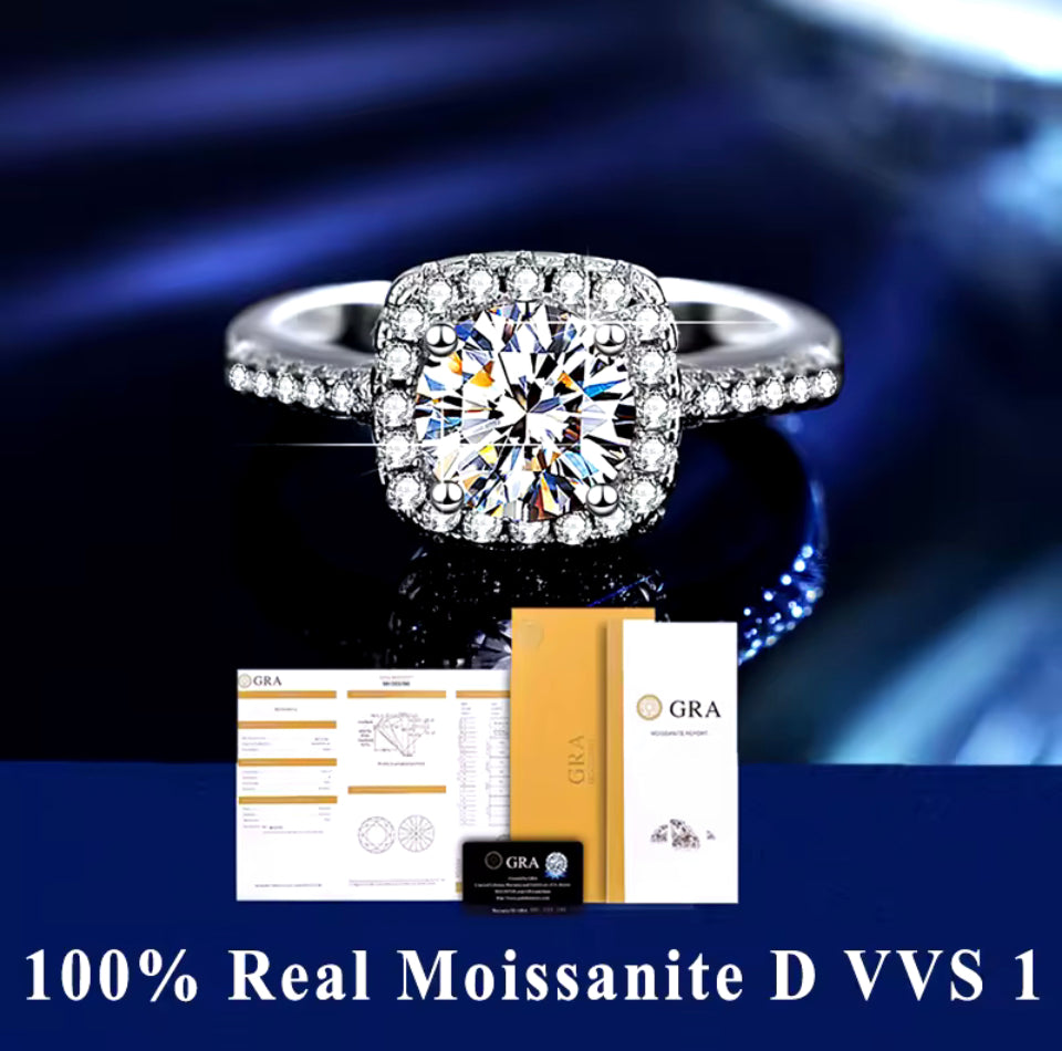 GRA 1 Carat Moissanite Diamond Ring