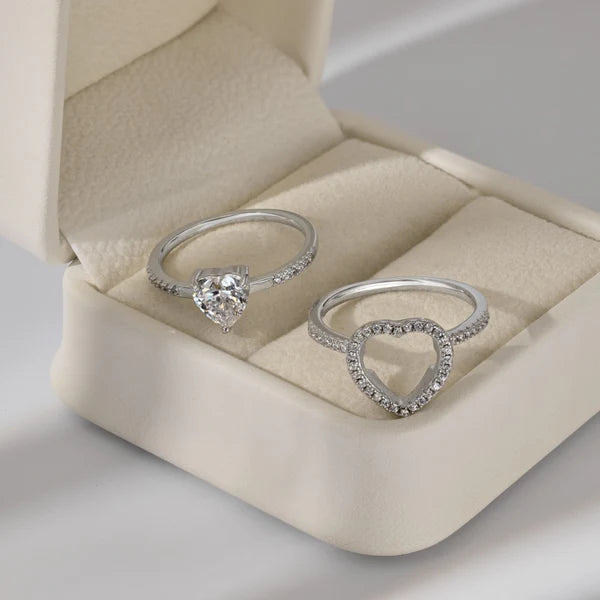 Stackable Heart Ring Set – Dainty & Elegant Rings for Women, available at Eva & Esh – Artificial Jewellery Online in Pakistan