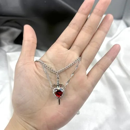 Heart and Sword Necklace Set styled with modern outfits – find it at Artificial Jewellery Online in Pakistan