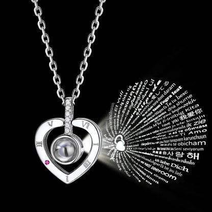 I Love You in 100 Languages Heart Projection Necklace silver 2 – Elegant artificial jewellery online in Pakistan at Eva & Esh.
