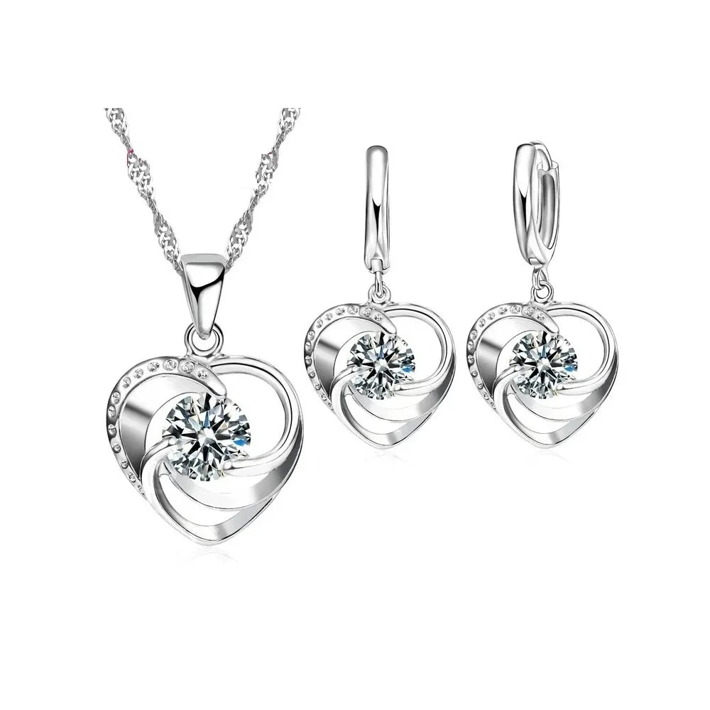 Radiant Elegance: Exquisite Sterling Silver Jewelry Set for Women