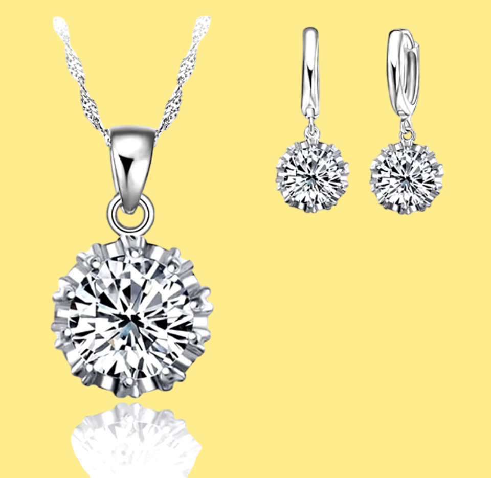 Elegant Zircon 925 Silver Jewelry Set for Women