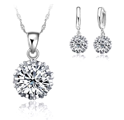 Elegant Zircon 925 Silver Jewelry Set for Women